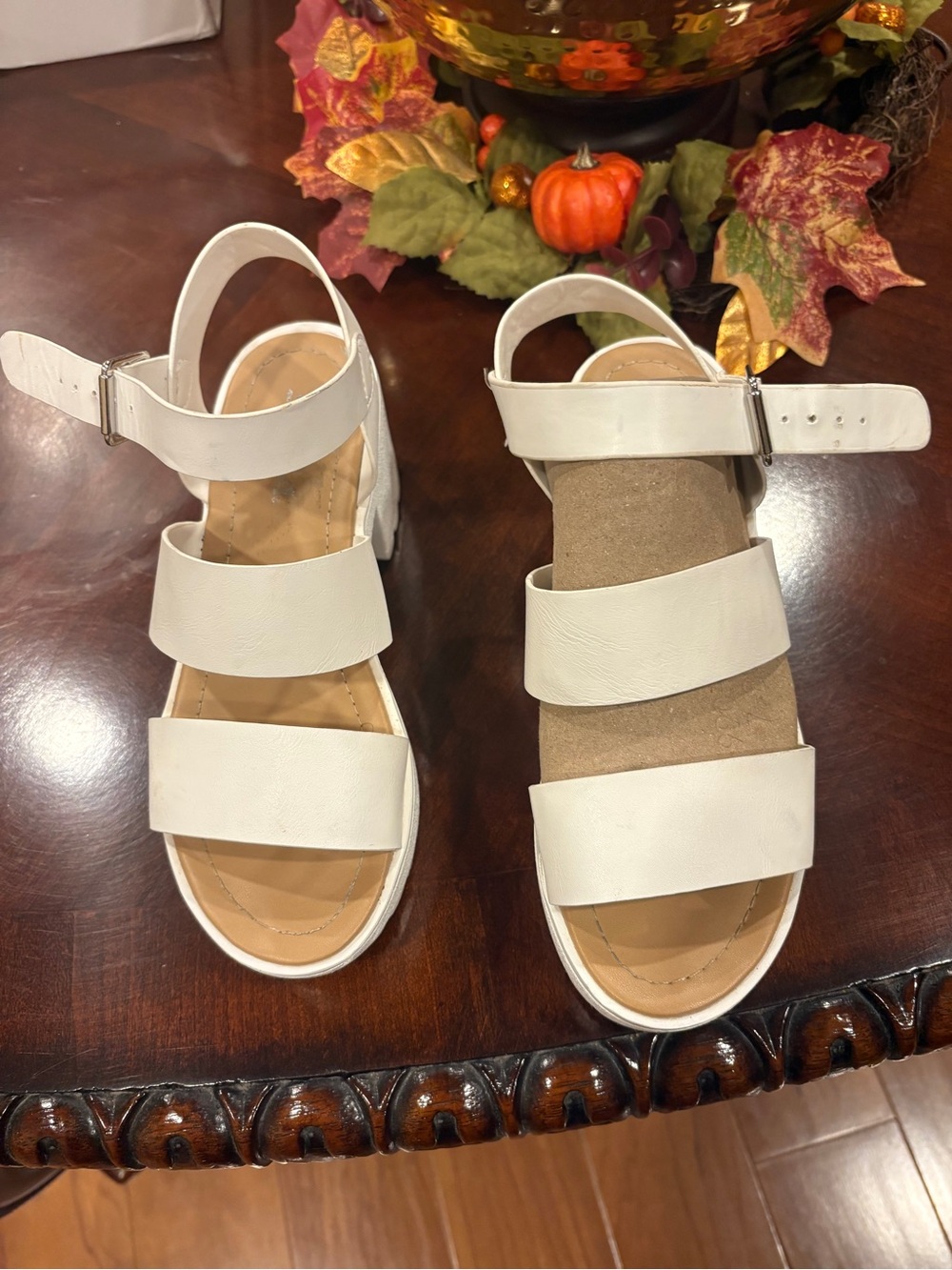 Soda White Triple-Strap Adjustable Ankle Sandals
